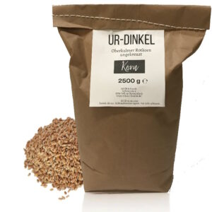 Dinkeltüte mit Oberkulmer Rotkorn Ur-Dinkelkörner